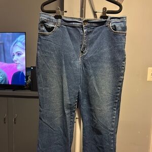Style & Co Blue Straight Leg Jeans with Lived-In Look